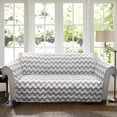 thumbnail image 1 of Lush Decor Chevron Furniture Protectors, Grey/white sofa couch cover, 1 of 2