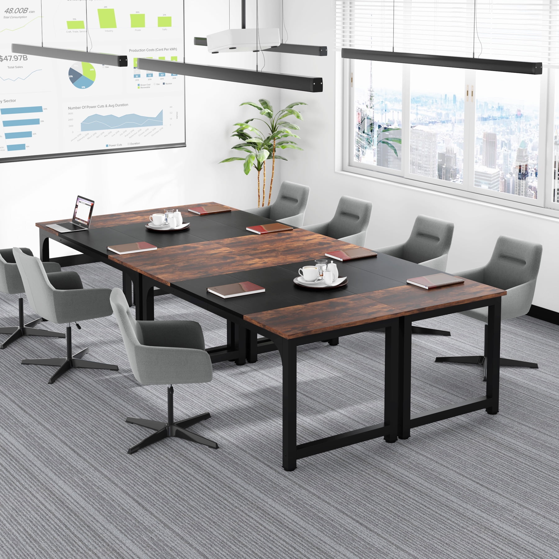 Tribesigns Adult Modern Executive Office Furniture Contemporary and Durable Desk, Rustic Brown/Black
