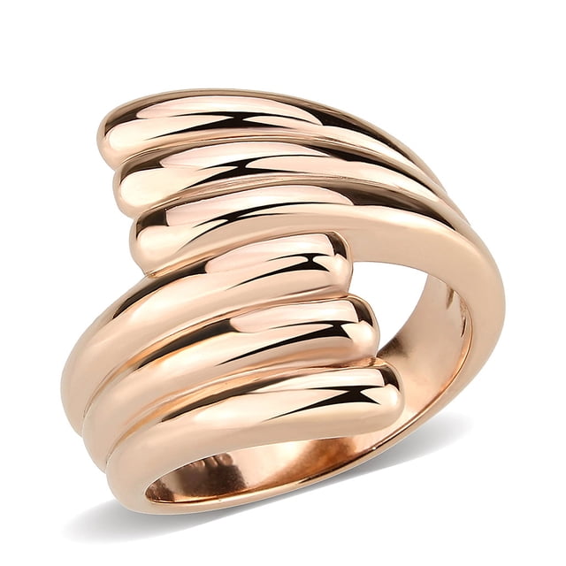 Bague en Acier Inoxydable avec Pierre Rose Ionique pour Femmes Style TK3800 Taille 6