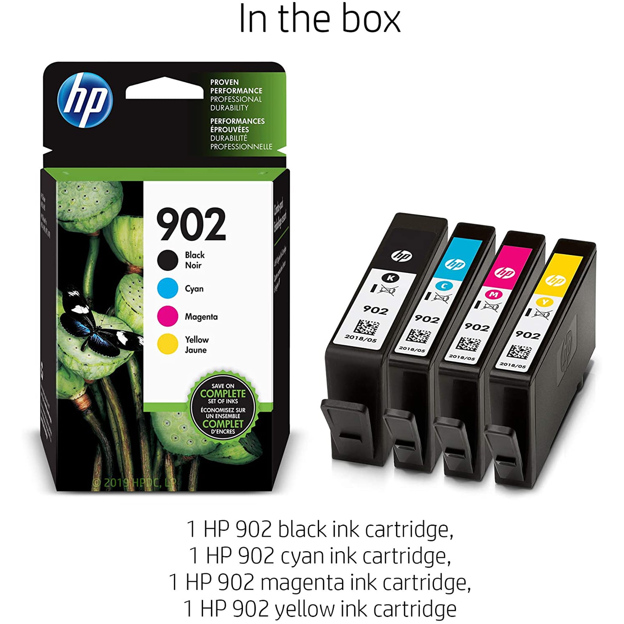 Hp 902 Ink Cartridges Black Cyan Magenta Yellow 4 Cartridges X4e05an Walmart Com Walmart Com