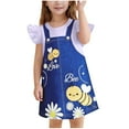 thumbnail image 3 of Jinhomg Cute Dresses for Little Girls Funny Bee Cartoon Bee Prints Midi Dress Casual Flutter Sleeve Fake Two Pieces Summer Dresses Toddler Kids Princess Dress Purple 6 Months, 3 of 8