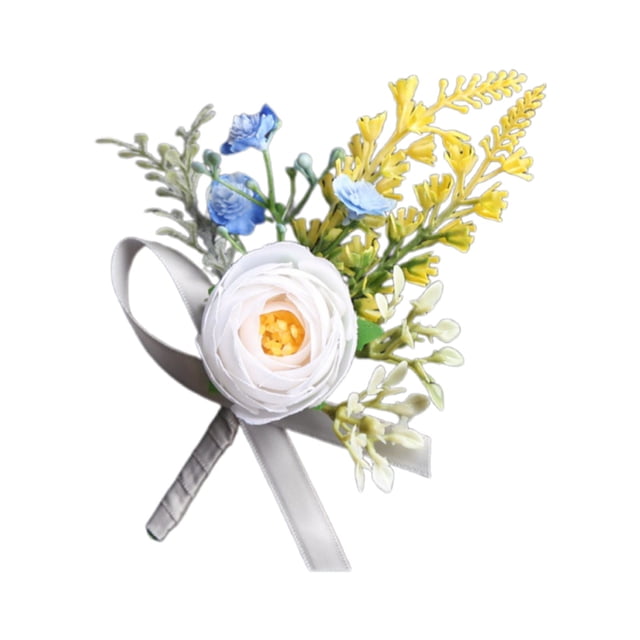 Wrist Flower Set Artificial Hand Flower And Boutonniere Set For Homecoming Graduation Prom Bridal Wedding