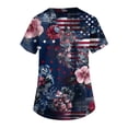 thumbnail image 4 of 4th of July Scrub Tops Women Short Sleeve V Neck Retro Floral Print Shirts Nursing Working Uniform American 250 Years Anniversary 2026 New Medical Plus Size Scrub T Shirts, 4 of 4