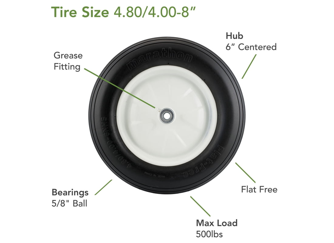 Marathon 00001 16" Ribbed Flat Free Wheelbarrow Tire