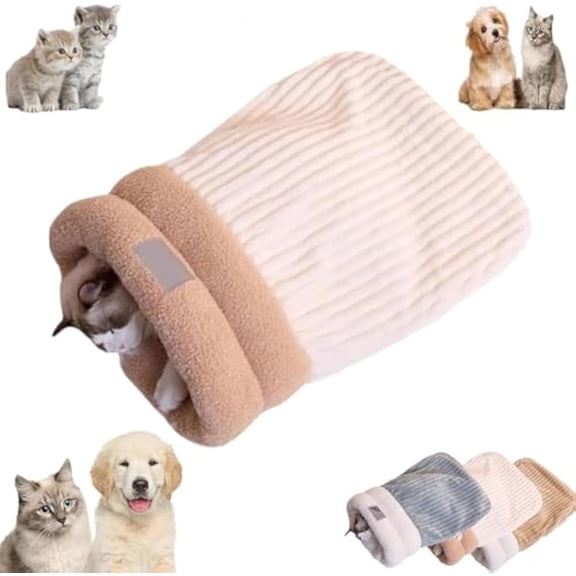 Cozy Pet Nest for Cats,Cozy Plush Cat Bed with Pillow,Ultra-Soft Semi-Enclosed Bed for 360° Warmth & Security, Cute Cartoon Design (Pink)