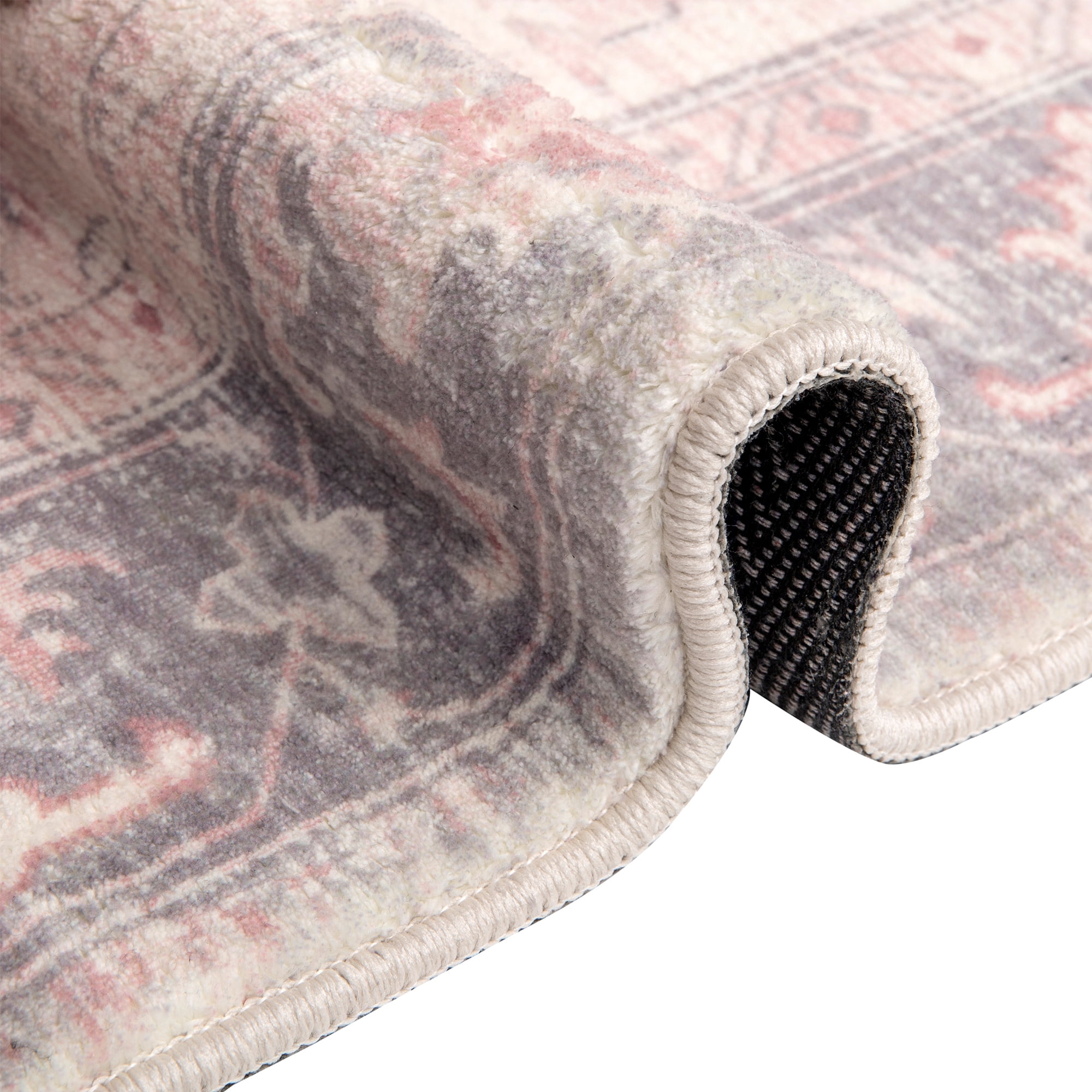 Levtex Home - Heritage Traditional - Rug/Carpet - 5 x 7 (60in. X 84in.) - Salmon, Pink, Grey and Cream - 100% Polyester - Woven Fabric Backing - Bedroom, Playroom, Family Room or Kids' Room