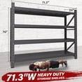 thumbnail image 3 of 71.3"Wide Heavy Duty Garage Shelving Units,5000 LBS Deep Storage Shelves, Black Metal Garage Shelves,Steel Shelf, Large Storage Rack, Industrial Shelving for Shop,Warehouse,Basement,71.3" Wx24"Dx70"H, 3 of 5