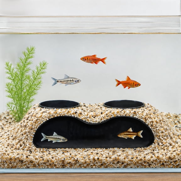Unique Bargains 1Pc Aquarium Decor Underground Tunnel Cave with Holes for Viewing Fish Tank Decoration Hideout for Cory Catfish Shrimp Loach and Pleco Black