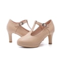 thumbnail image 6 of kkdom Women High Heels T-Strap Dress Shoes Mary Jane Pumps Beige Size 8.5, 6 of 7