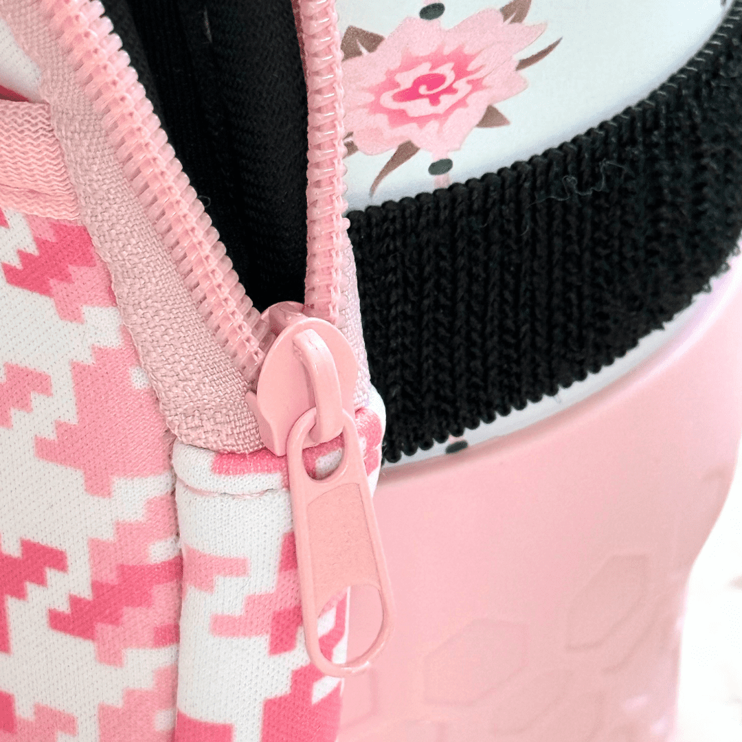 Biddlebee Water Bottle & Tumbler Bag Pouch Drinkware Accessory, Pink Check