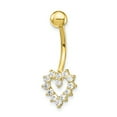 thumbnail image 1 of 10k Yellow Gold Cubic Zirconia Cz Heart Belly Button Rings Screw Navel Bars Body Piercing Naval, 1 of 7