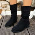 thumbnail image 6 of Viluyesy Womens Mid-Calf Slouch Boots, Pull-On Low Heels Comfortable Fall Winter Suede Boots Black US6.5, 6 of 9
