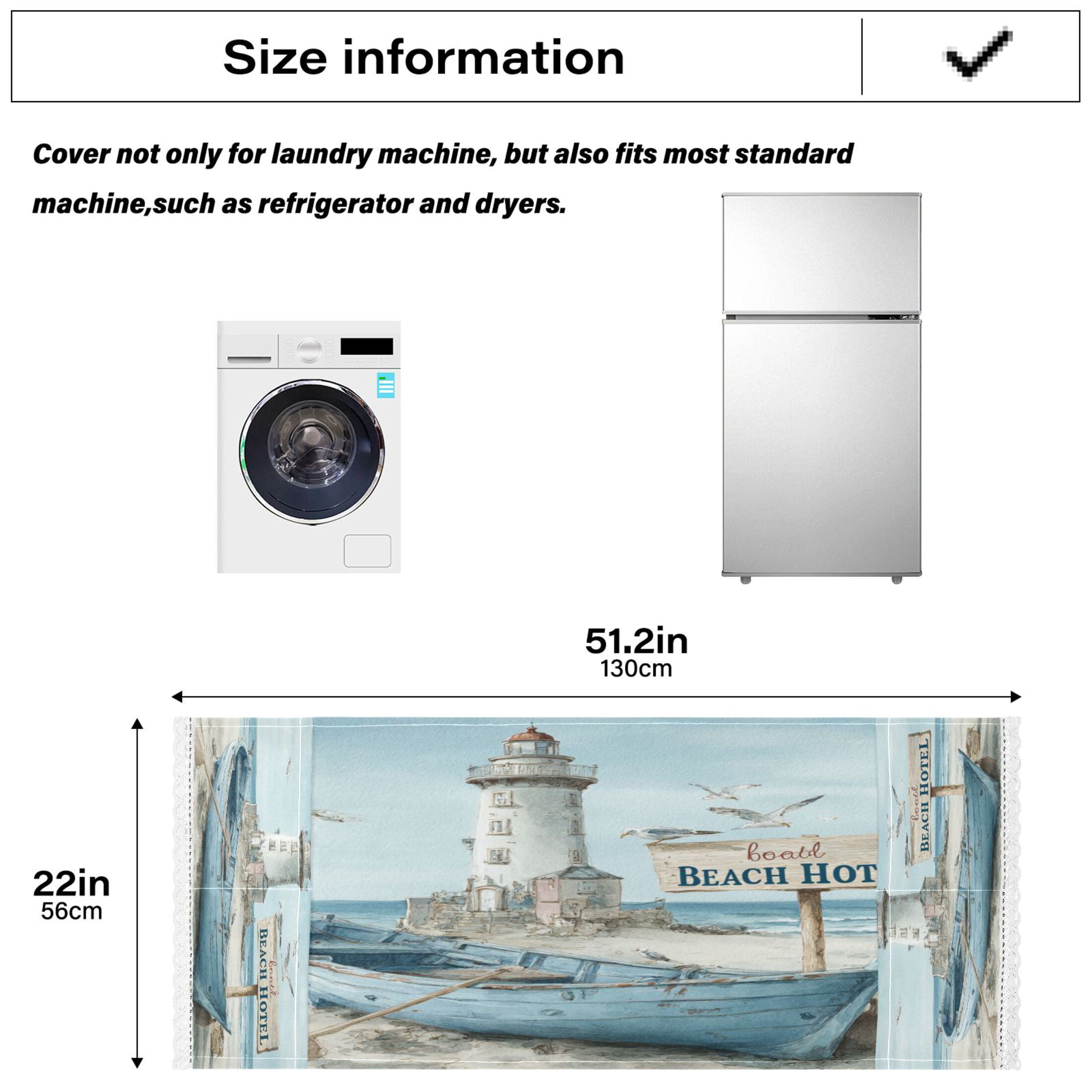 Wobogo Coastal Theme Washing Machine Cover Dustproof Washer Dryer Cover Waterproof Laundry Room Decorative Protector