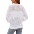 thumbnail image 7 of Arvbitana Women's Hollow Out Sweaters Long Sleeve Pullover Round Neck Solid Color Knit Hoodies Jumper Cropped Tops, 7 of 7