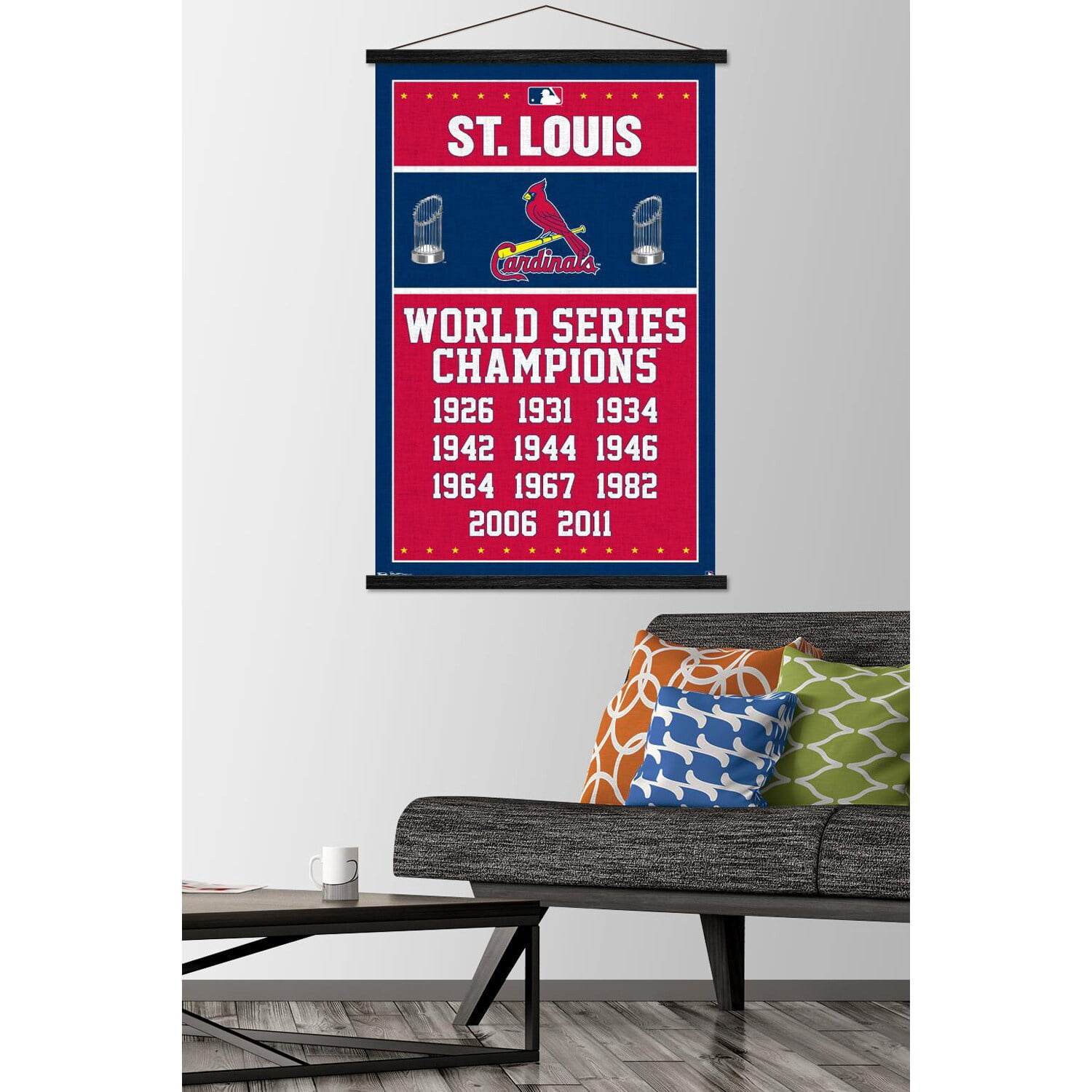 St. Louis Cardinals 11-Time World Series Champions 24'' x 34.75'' Magnetic Framed Poster