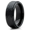 thumbnail image 2 of Silly Kings 8mm Black Hammered Tungsten Carbide Wedding Band Stepped Edge Mens Comfort Fit Ring 9.5, 2 of 4