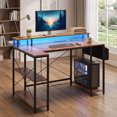 thumbnail image 2 of 48" Computer Desk with LED Lights and Power Outlets, L Shape Desk Gaming Desk with Open Shelf for Home Office,Rustic Brown, 2 of 9