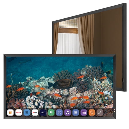 Elecsung 43 inches Smart Mirror webOS TV with Obsidian Black Frame Waterproof ATSC for Fireplace Kitchen Decor Wall-Mount Smart Gallery