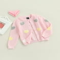 thumbnail image 3 of Kids Sweater  Heart Patterns  Neck Long Sleeve Cardigan Knitwear for Fall Winter  1-9 Years, 3 of 7