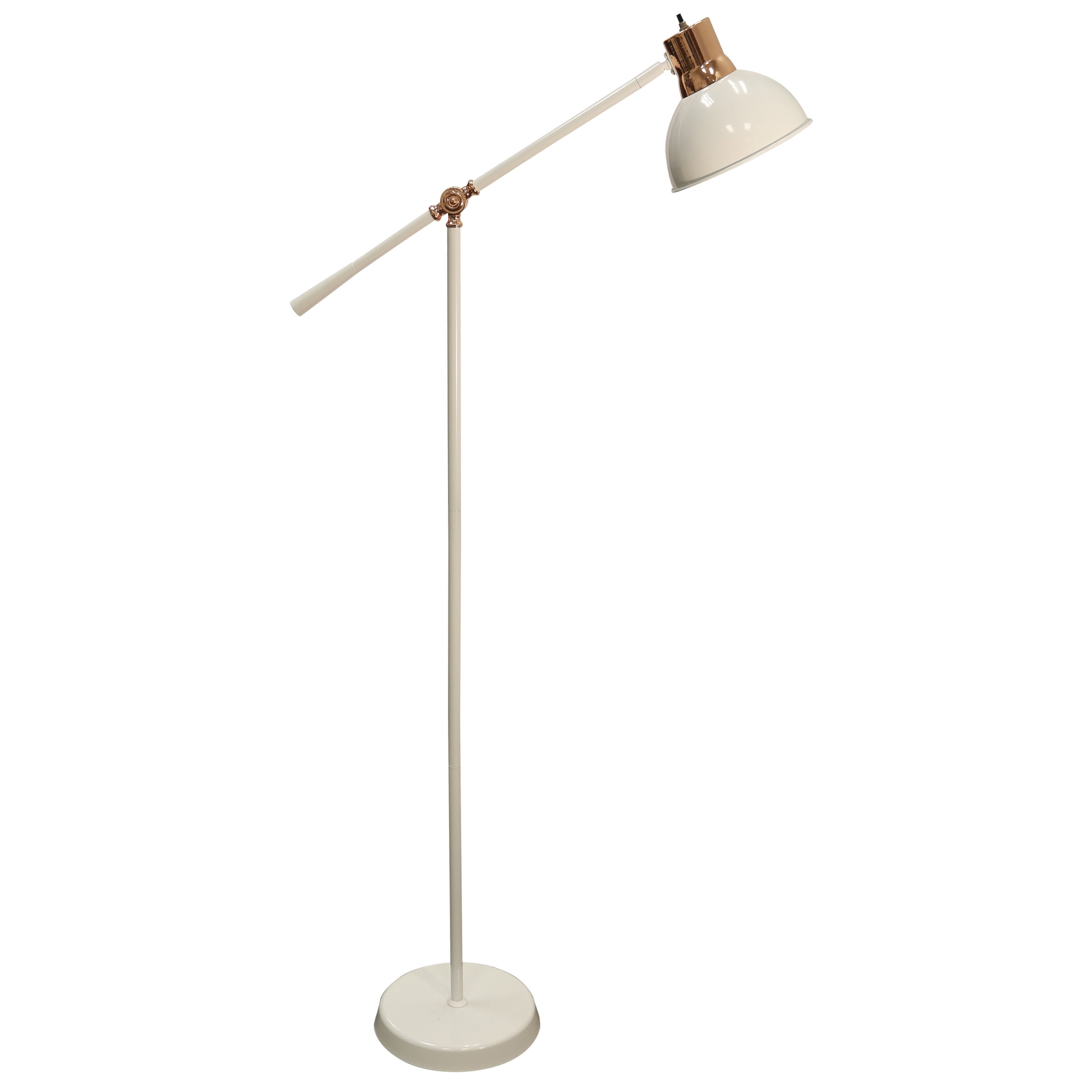 Floor Lamp White Finish White Metal Shade