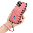 thumbnail image 5 of Nalacover for iPhone 14 Plus, Slim Case Wallet with Credit Card Holder, Back Flip Premium Leather Magnetic Clasp Kickstand Wirst Hand Strap Shockproof Cover For iPhone 14 Plus, Pink, 5 of 11