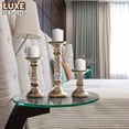 thumbnail image 5 of Luxe Designs | White Hand Carved Mango Wood Pillar Candle Holders - Set of 3 Candlestick Holder - Table Centerpieces - Size 6", 9", 12”, 5 of 6