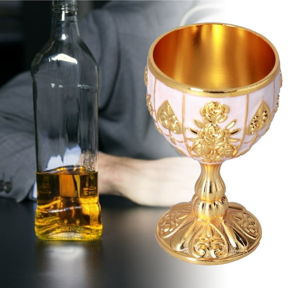 2Pcs Royal Chalice Embossed Cup, Unbreakable Goblets European High Grade Golden Goblet For Traveling Decoration Home Collection