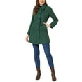 thumbnail image 2 of INSPIRE CHIC Women's Coat Single Breasted Long Sleeve Tunic-length Winter Outwear with Pockets M Dark Green, 2 of 6