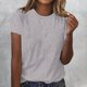 thumbnail image 3 of Blusas para las Mujeres Casual Impreso Cuello Redondo Suéter Manga Corta Blusa, Ligero Casual Top, 3 of 4