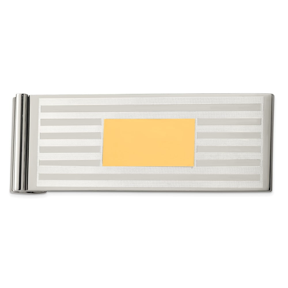 FB Jewels Solid Stainless Steel Brushed And Polished Yellow Ip-Plated Money Clip