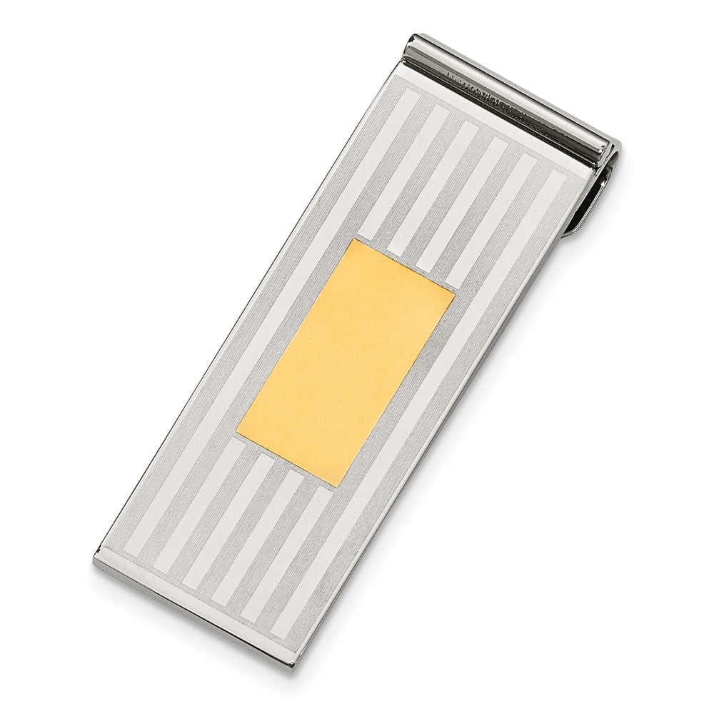 FB Jewels Solid Stainless Steel Brushed And Polished Yellow Ip-Plated Money Clip