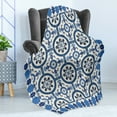 thumbnail image 4 of Moroccan Soft Flannel Fleece Throw Blanket, Oriental Turkish Style Inspired Mosaic Motifs in Classic Retro Design, Cozy Plush for Indoor and Outdoor Use, 70" x 90", Grey Blue, by Ambesonne, 4 of 5