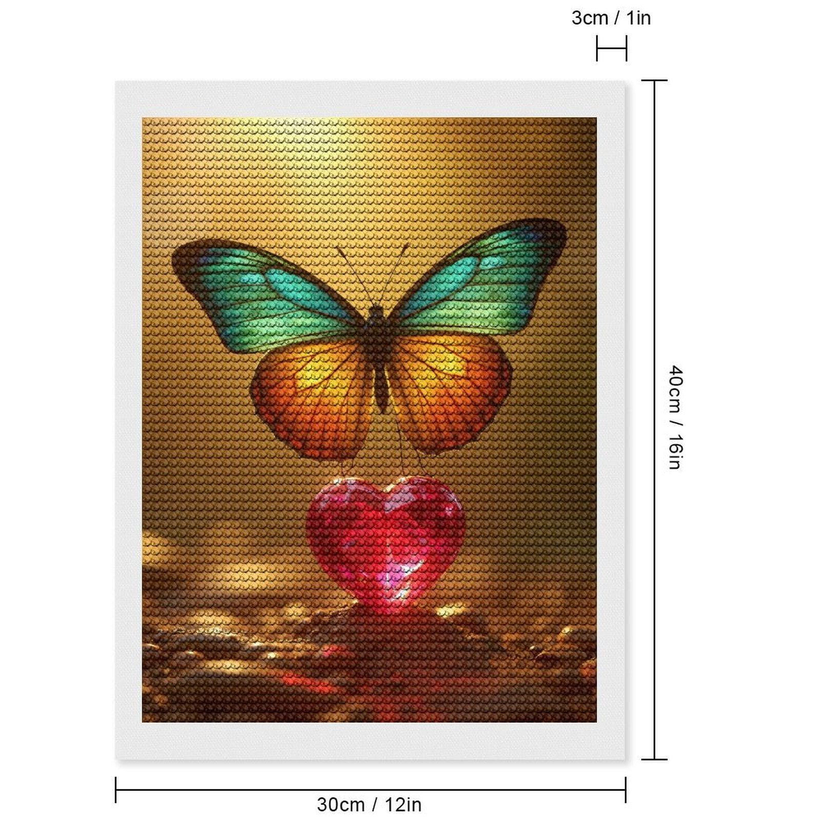 Diamond Art Kits for Adults - Butterfly Gem Heart Glow Stones 5d Diamond Painting for Adults, Diamond Art for Adults Beginners, Frameless Diamond Painting Kits for Adults for Home Wall Decor