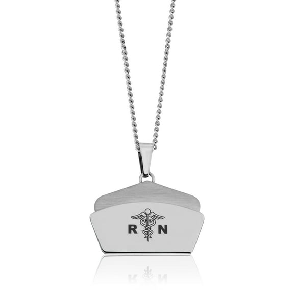 Stainless Steel Nurse's Hat Pendant Necklace - Nursing Cap Jewelry Gift