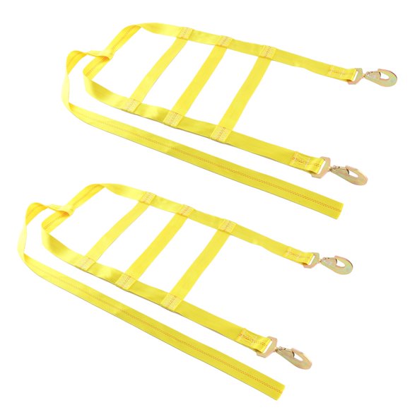 8MILELAKE 2pcs Universal Adjustable Tie Down Basket Straps 10000 Lb Strength with 2 Flat Hooks Tie Down Axle Tow Basket Straps Heavy Duty