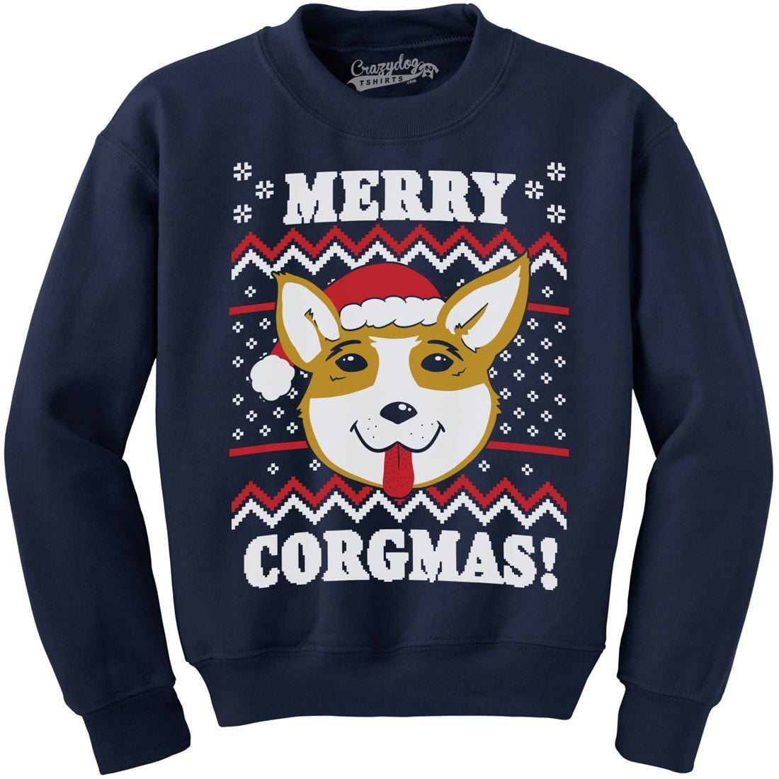Merry Corgmas Ugly Christmas Sweater Dog Dad Lover Hilarious Sweatshirt (Navy) - L - Walmart.com