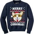 thumbnail image 1 of Merry Corgmas Ugly Christmas Sweater Dog Dad Lover Hilarious Funny Sweatshirt (Navy) - XXL, 1 of 2