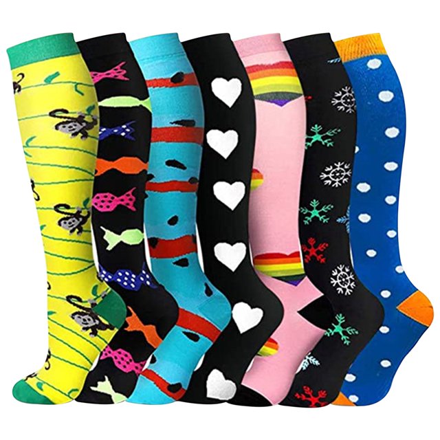 Calcetines de compresión para deportes de ocio Calcetines de compresión de tubo largo para exteriores para hombres y mujeres Calcetines deportivos para correr Fitness 7PCS Wmkox8yii jkg3645