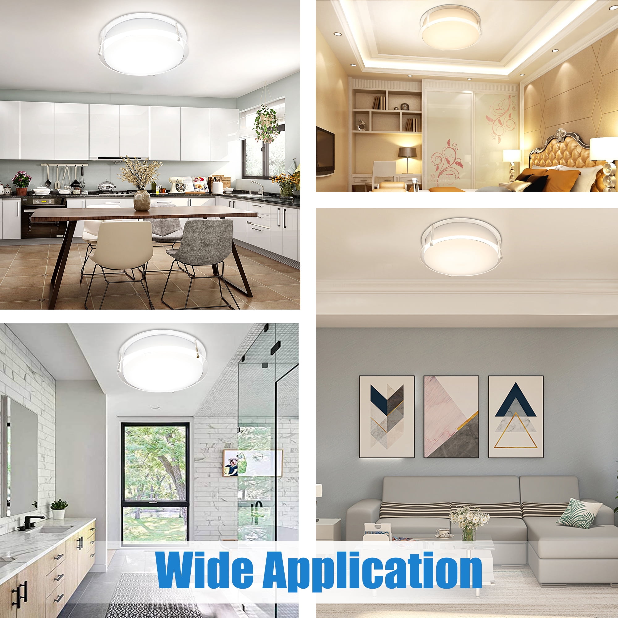 MingBright Flush Mount LED Ceiling Light Fixture, 12 inch 20W 1750 Lumens Ceiling Lamp, 3000K/4000K/5000K 3 Color Temperatures, cETL Certified for Kitchen, Hallway, Bedroom, Laundry