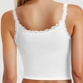 thumbnail image 4 of WEIWEN Spaghetti Strap Tank Top for Women Lace Sleeveless Ribbed Tank Tops Slim Fit Summer Going Out Crop Tops Vest Shirts White, L, 4 of 5