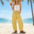 thumbnail image 6 of Inleife Women's Gingham Checkered Relaxed Pants Drawstring Elastic Waist Lounge Trousers with Pockets, 6 of 6