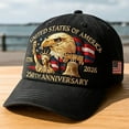 thumbnail image 5 of Eagle and Liberty United States, 250th Anniversary Hat, Adjustable Bald Eagle Embroidery Patriotic Baseball Cap for Veterans, 5 of 9