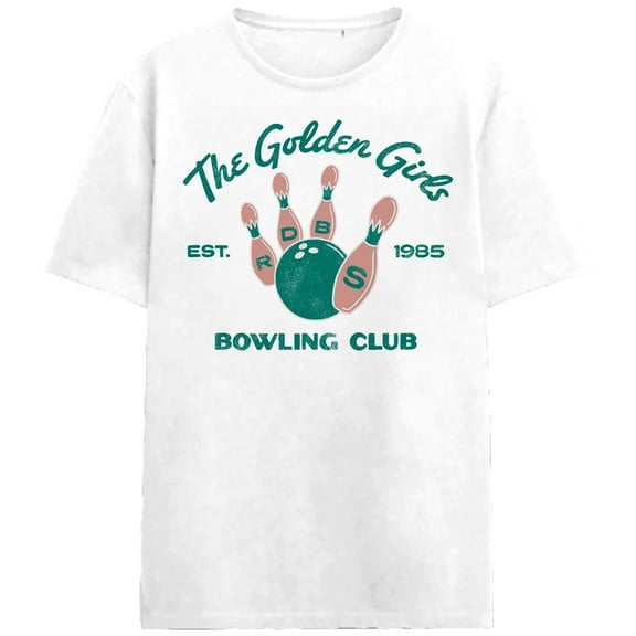 The Golden Girls Bowling Club Adult White Crew Neck Short Sleeve T-shirt-Medium
