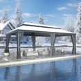 thumbnail image 4 of VEIKOUS 14' x 20' Hardtop Gazebo, Outdoor Double Roof Metal Gazebo W/Gutters and Roof Hooks for Patio, Garden, 4 of 18