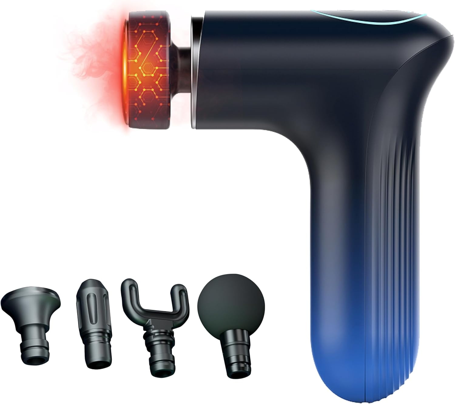 Mini Massage Gun Deep Tissue with Heat Head, Portable Small Heated Massage Gun for Athletes, Electric Muscle Massager, 5 Massage Heads