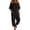 Black, variant on Jerdar Womens 2 Piece Outfits Off Shoulder Tops Wide Leg Pants Drawstring Waist Side Pockets Vacation Travel Casual Lounge Streetwear L