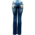 thumbnail image 2 of Jack David Women's Rhinestone Mid Rise Bootcut Stretchy Denim Jeans Pants (Bootcut Blue 3526bt), 2 of 5