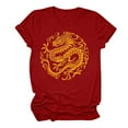 thumbnail image 4 of LYXSSBYX Tshirts Shirts for Women New Year Dragon Printed Short Sleeved Casual Loose Top Short Sleeved Round Neck Top/shirt, 4 of 6