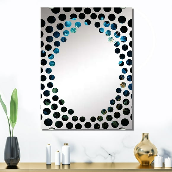 Designart "Starry Night Morning Glory Celestial Blooms III" Morning Glory Oversized Wall Mirror - Traditional Floral Office Mirror Wall Decor - Multiple Color Options