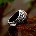 thumbnail image 3 of Anillo de ojo de tigre marrón ovalado vintage punk, acero inoxidable, joyería gótica de moda para hombres, anillos de animales de motorista para cócteles, 3 of 5